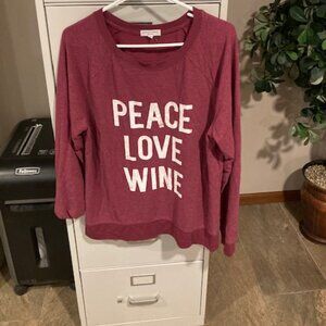 Grayson Threads - Maroon Sweatshirt - Peace Love Wine - Size XL